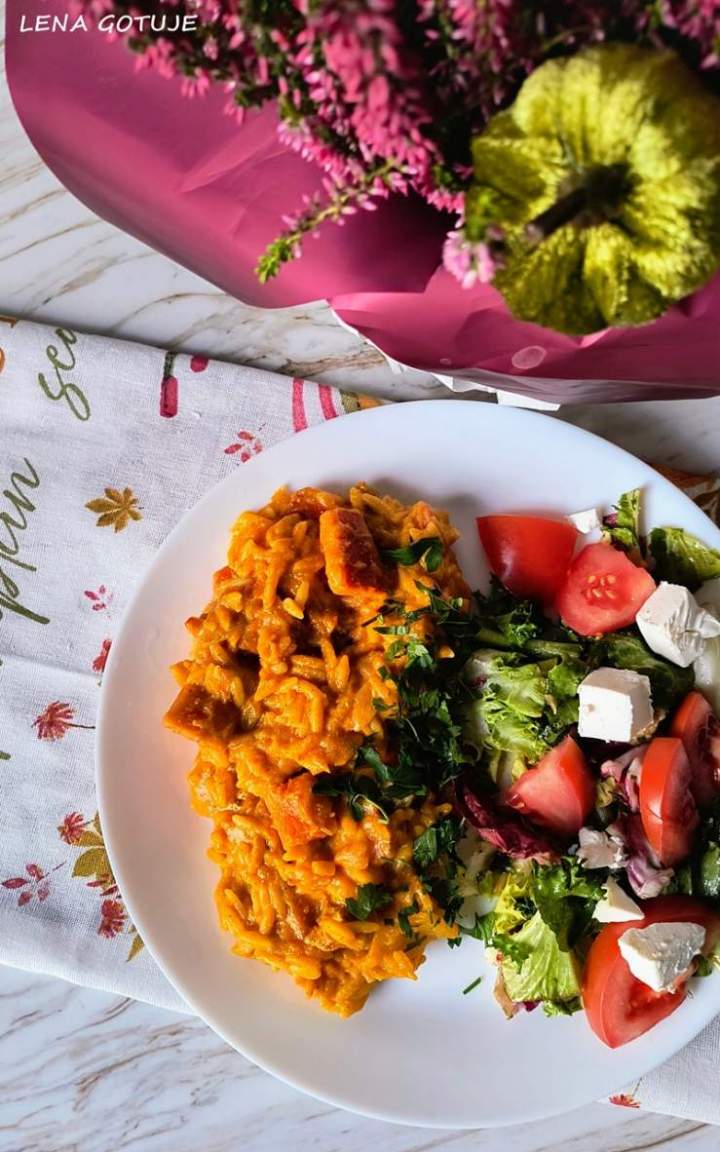 Makaron orzo z dynią