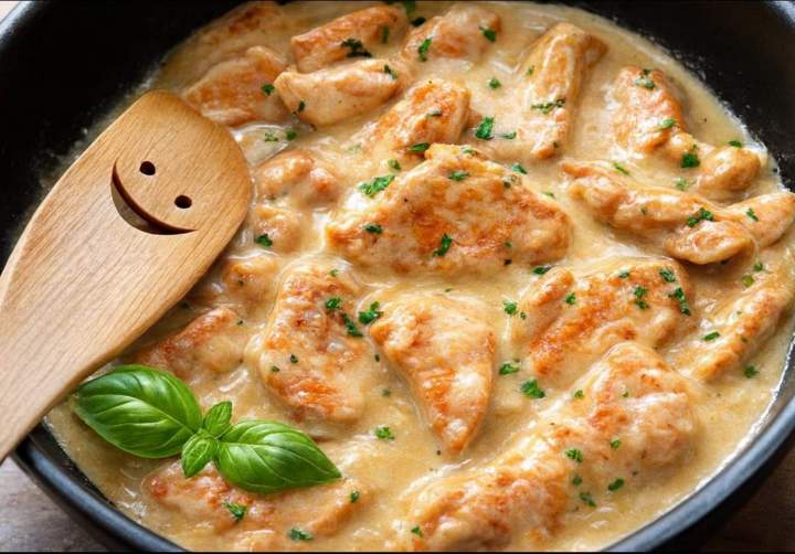 Kurczak maślany w sosie z karmelizowaną cebulką