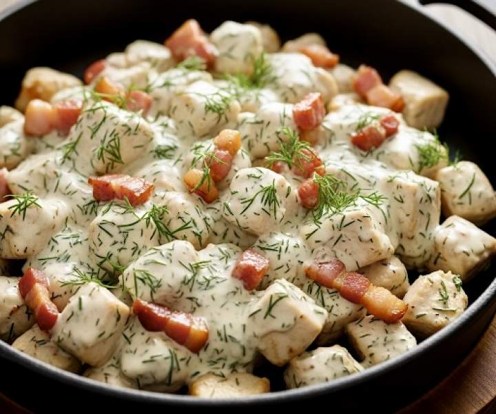 Kurczak w sosie serowo-koperkowym