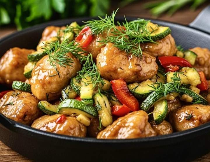 Kurczak po koreańsku z warzywami