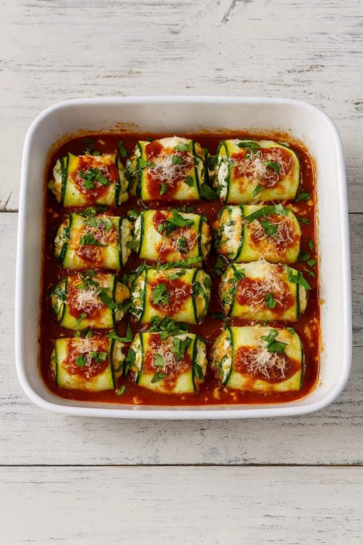 Roladki z cukinii z ricottą i szpinakiem