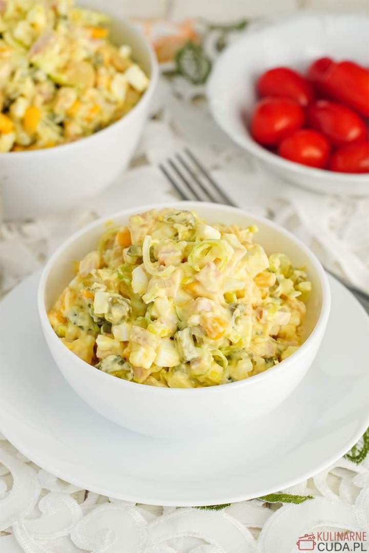 Sałatka z szynką i porem