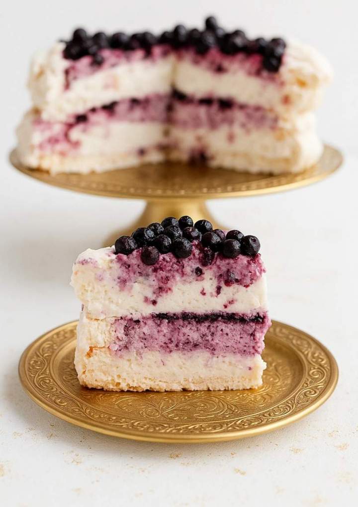 Tort bezowy z jagodami